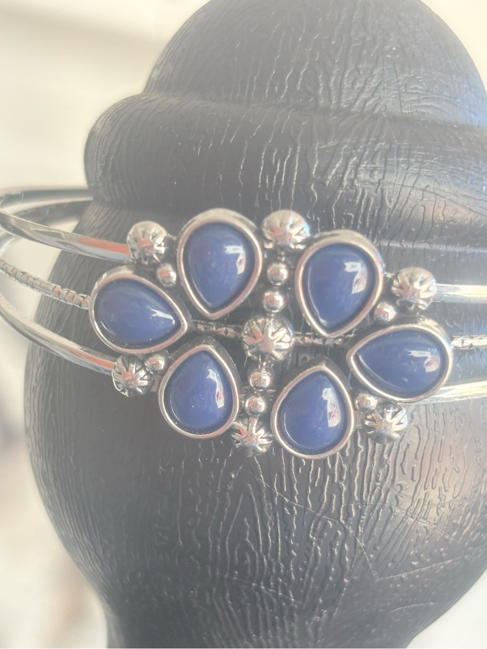 Silver Blue Teardrop Cluster Bracelet - Women Jewelry